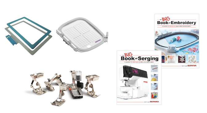 Buy 2, Get 1 FREE on Presser Feet, BERNINA BIG Books and Embroidery Hoops!